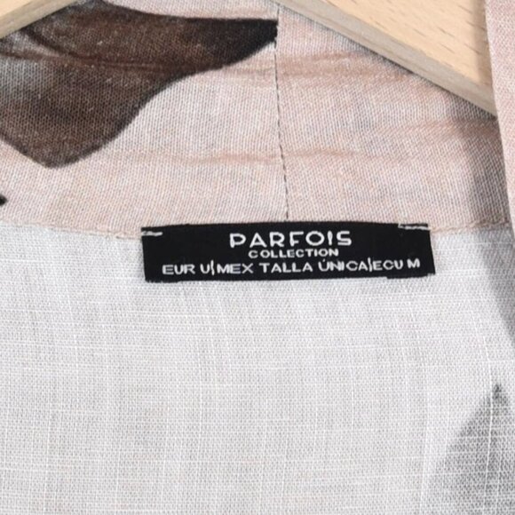 Parfois Fruit Print Kimono Jacket Linen Blend M Relaxed Open Front Tropical - Picture 5 of 9